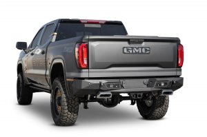 GMC Sierra Bumper - Rear - Addictive Desert Designs - Stealth Fighter with Backup Sensor Cutouts - Hammer Black - `19-`20 GMC Sierra Bumper - Rear - Addictive Desert Designs - Stealth Fighter with Backup Sensor Cutouts - Hammer Black - `19-`20